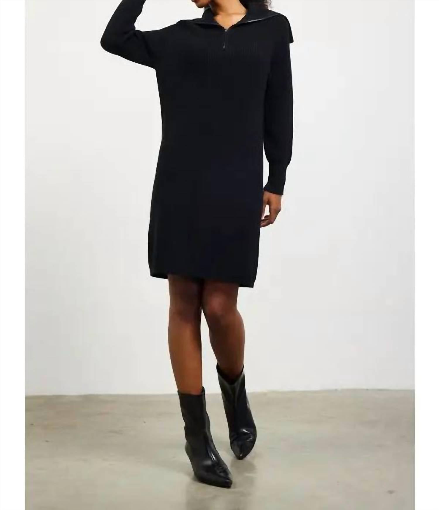 Skies Are Blue - Women's Ribbed Zip Front Sweater Dress