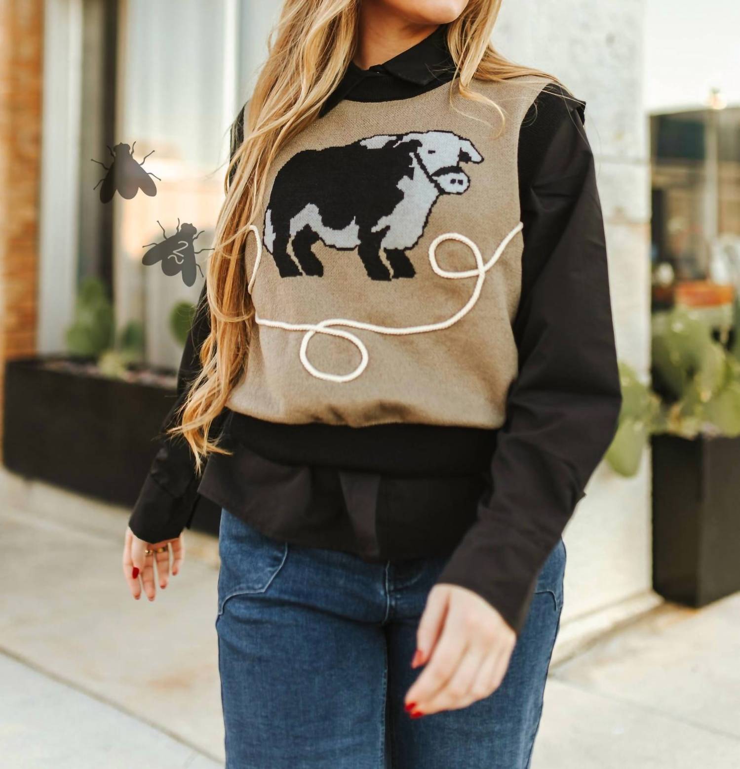 2FlyCo Bull Nettle Sweater Vest in brown - women's sweater - alternate view