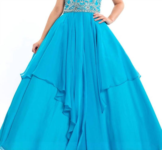 Rachel Allan - Chiffon Beaded Pageant Ball Gown