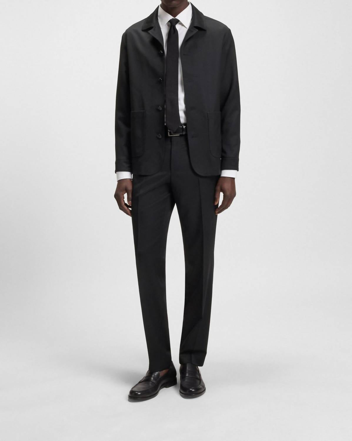 Hugo Boss Regular-fit Virgin-wool Serge Trousers in black - men's pants - alternate view