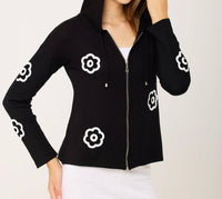 French Kyss - Handmade Flower Zip Hoodie