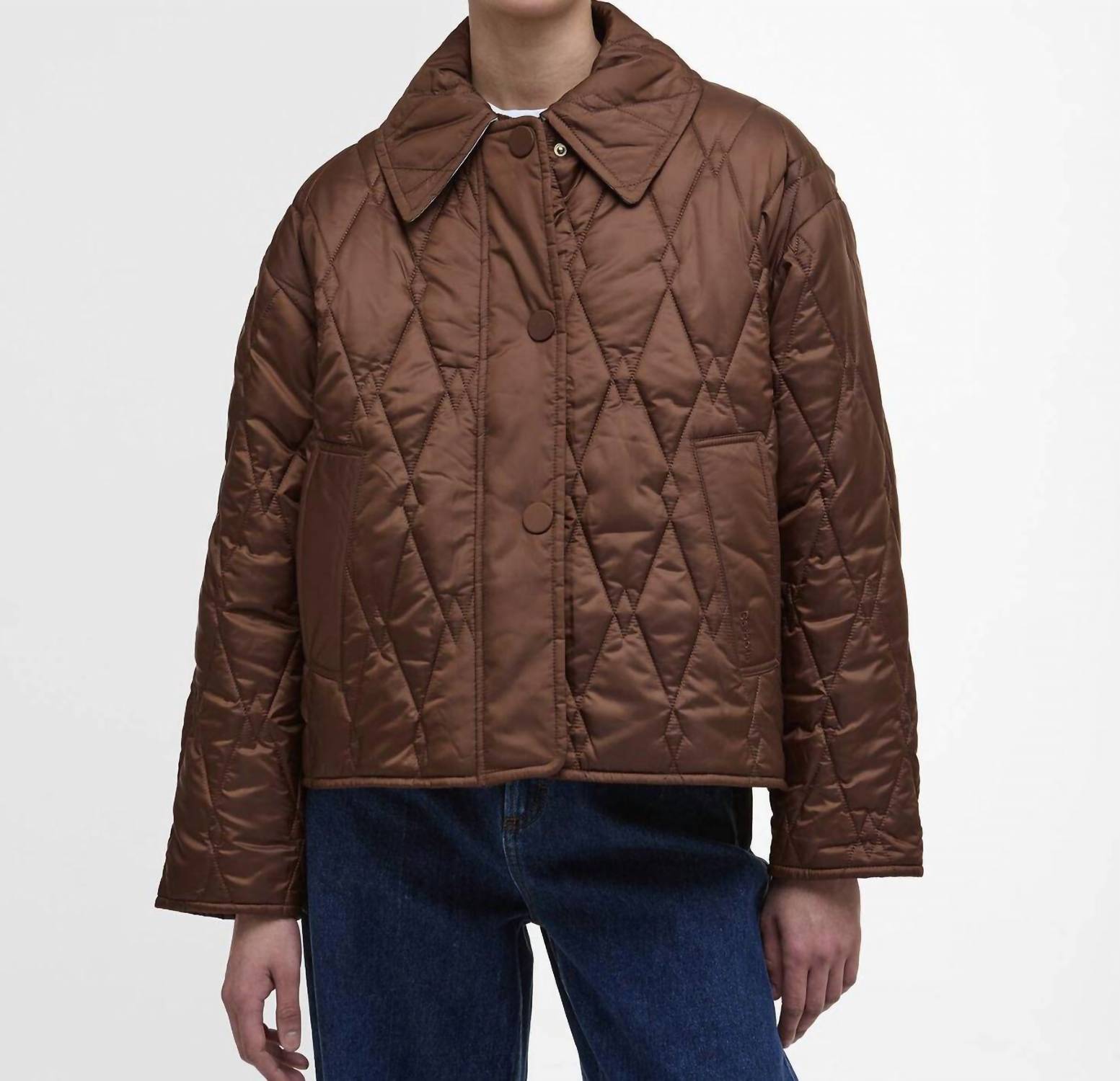 Barbour Bernadette Quilted Jacket in vicuna hessian tartan - women's jacket