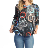 Jess & Jane Lagoon Soft Touch Round Hem Top in multi - women's shirt