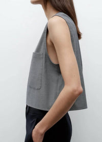 TWP Cropped Muscle Tank in grey - women's tank top - detail view