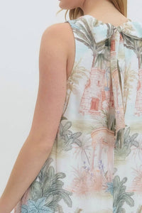 Entro - Island Escape Halter Self-Tie Neckline Midi Dress