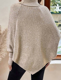 Masyal - Cable Knit Button-Accent Poncho Sweater