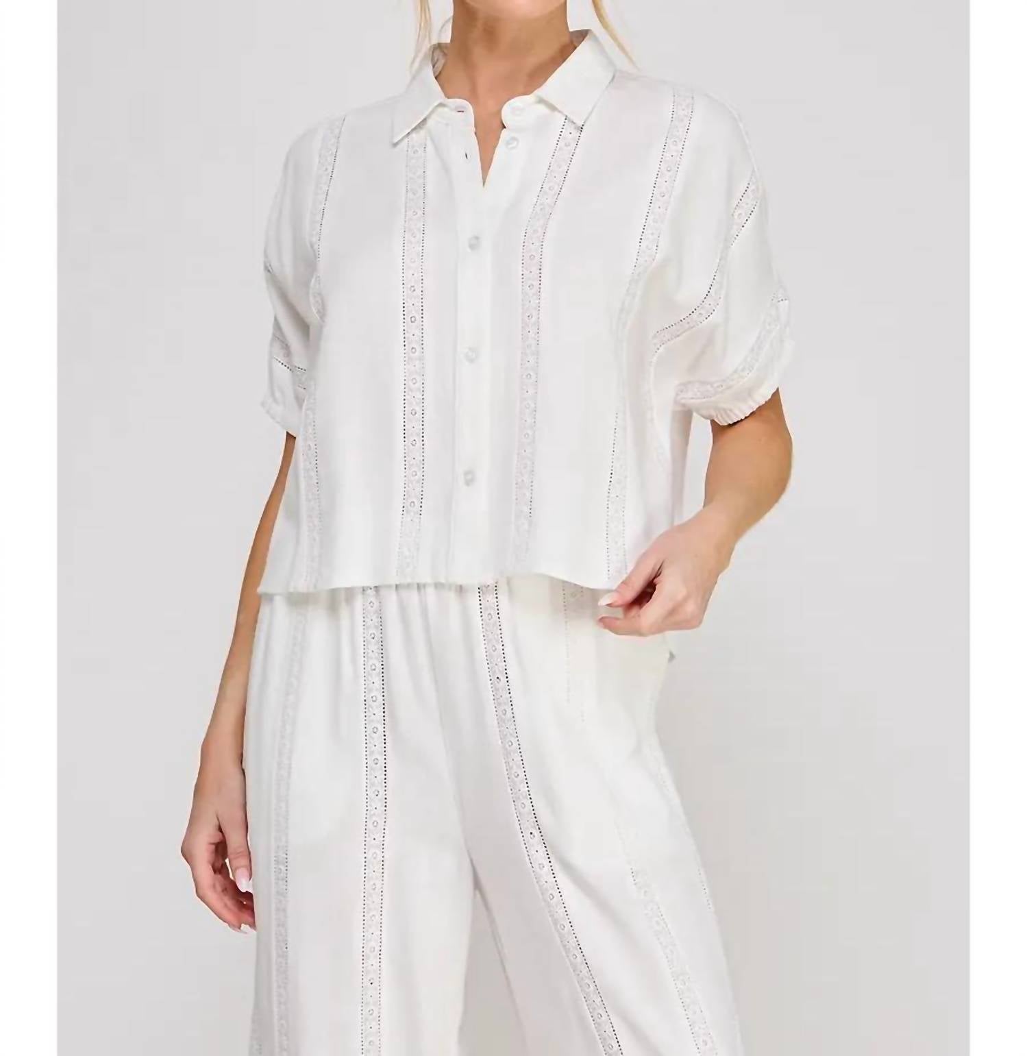Allie Rose - Coastal Lace Button Down Top