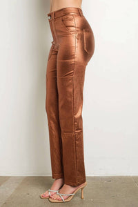 Kiwi - Stretch Straight Metallic Pants