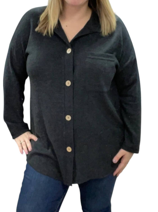 Honeyme - Fleece Button Shirt Jacket