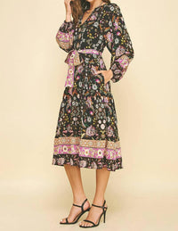 Pinch - Border Print Tiered Midi Dress