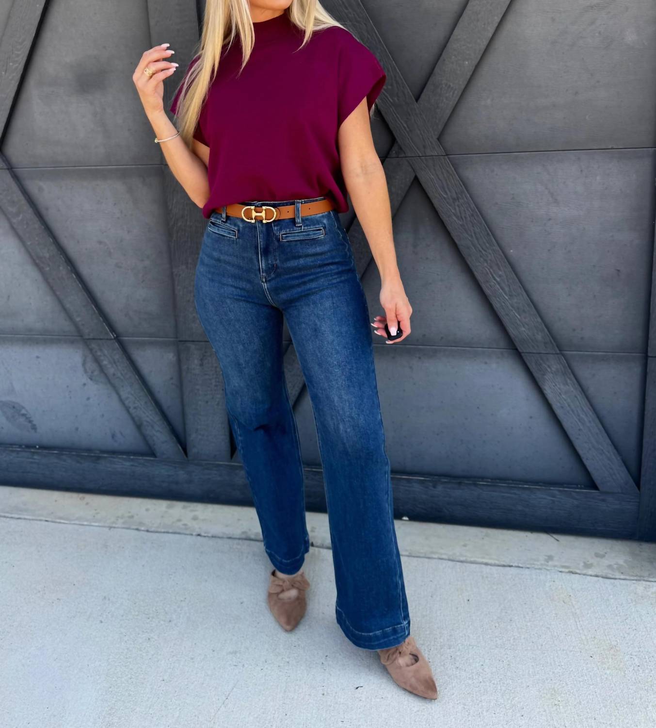 L.T.J - Pintuck Wide Leg Jeans