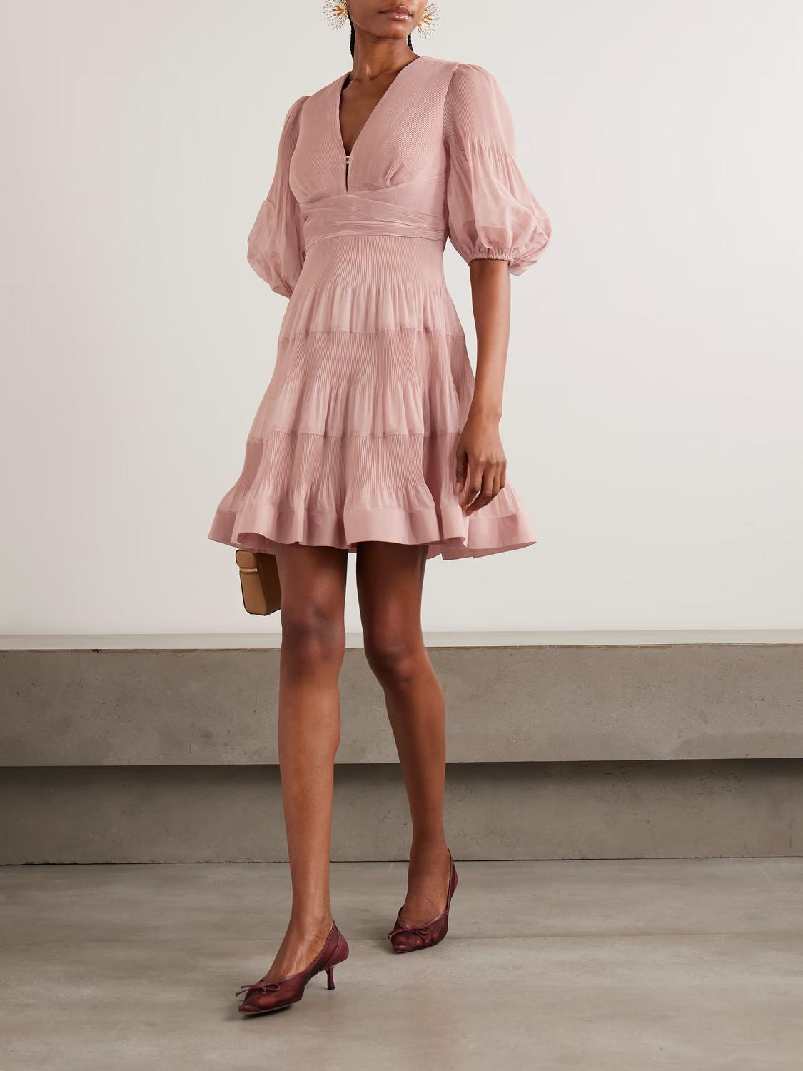 Zimmermann - Silk Pleated Mini Dress