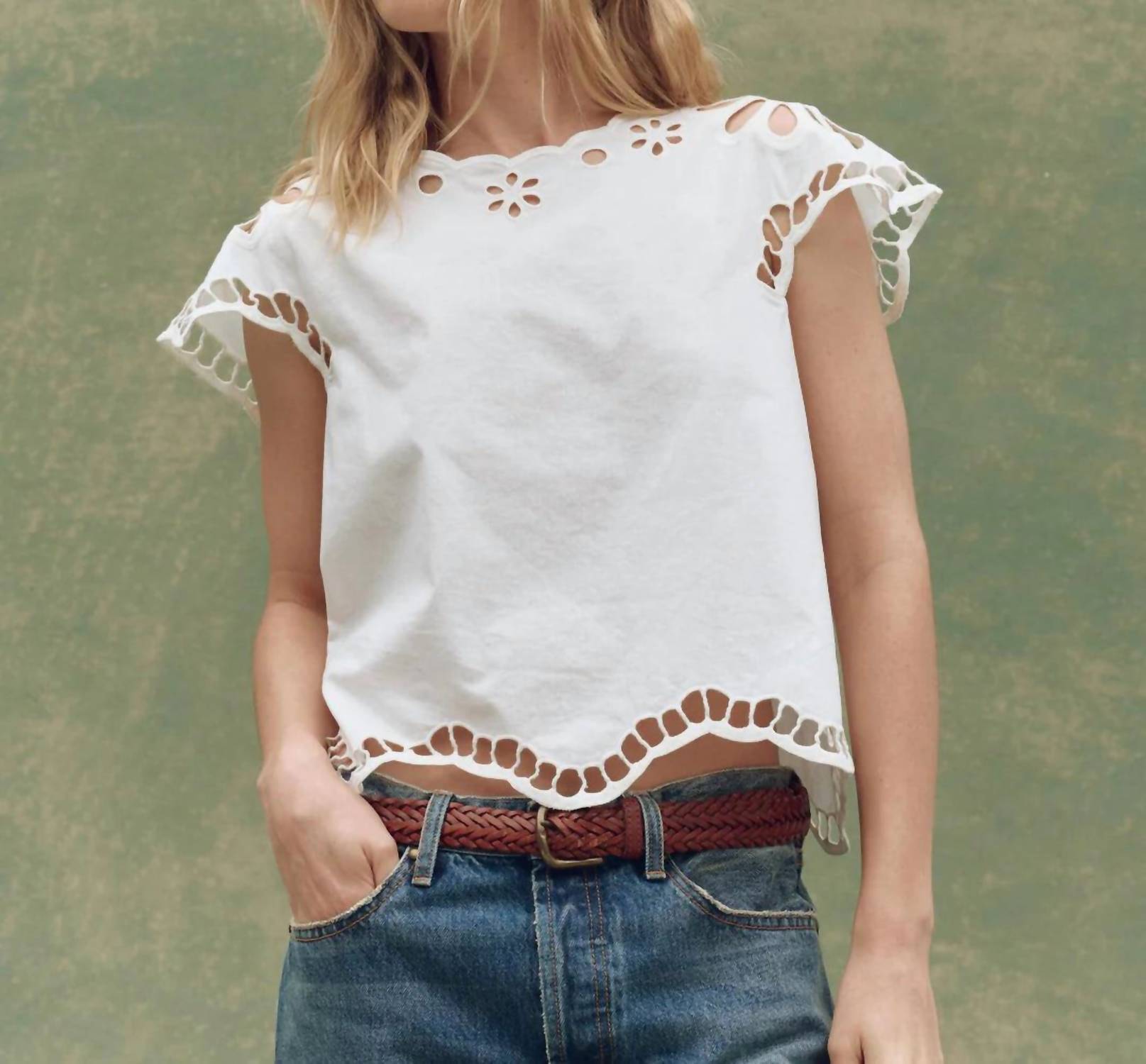 The Great. - The Super Bloom Eyelet Top