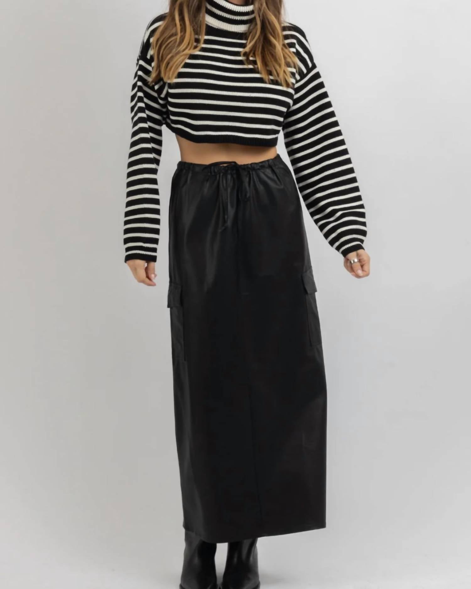 Olivaceous - MACK LEATHER CARGO SKIRT