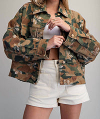 Peace Love Line - Women's Floral Printed Jacket