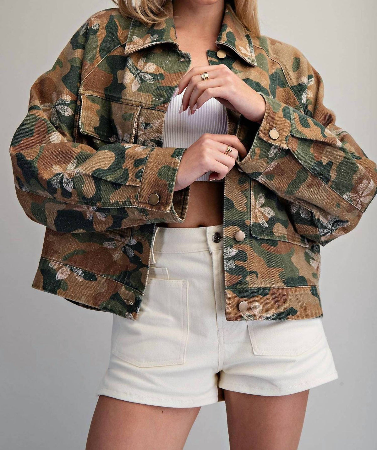 Peace Love Line - Women's Floral Printed Jacket