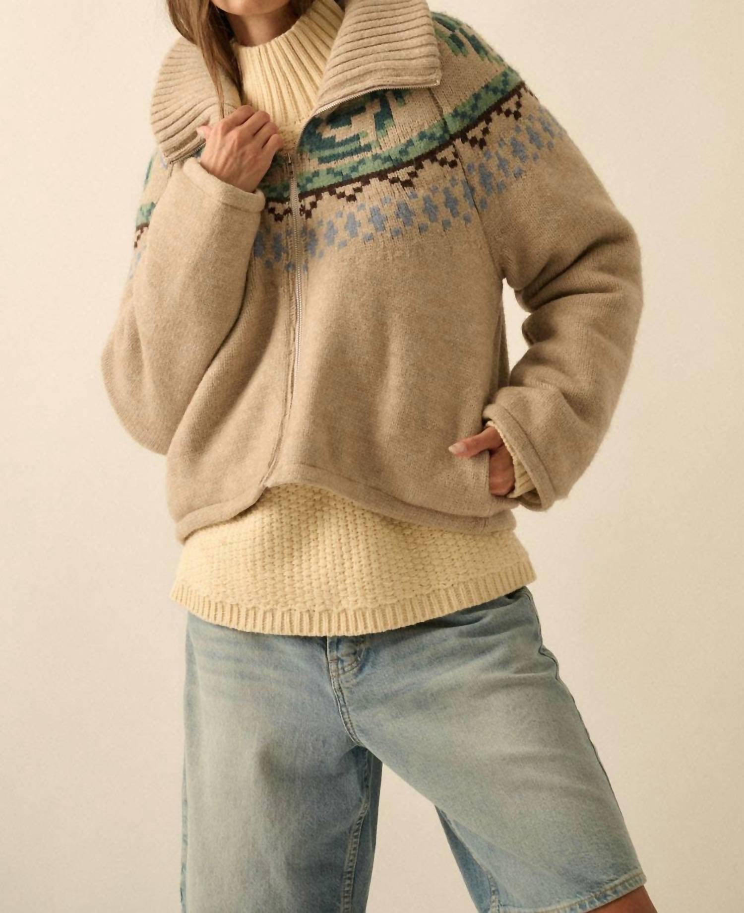 Promesa - Fair Isle Sweater Jacket