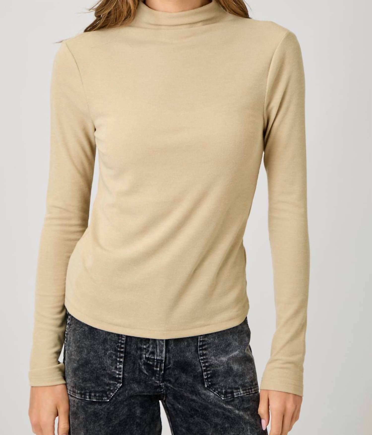 Mystree - Knit Mock Neck Long Sleeve Top