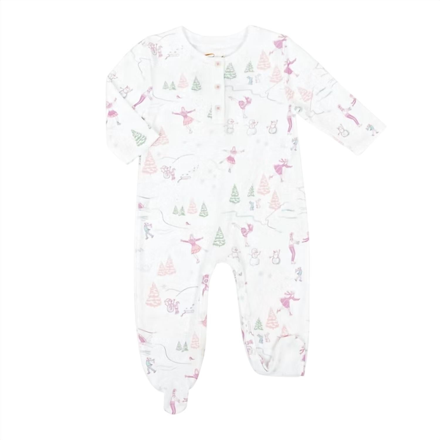Petidoux - Baby's Ice-skating Snowmen Pima + Hat Onesie