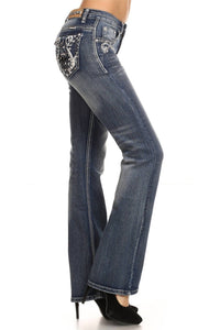 Bus Stop - Naughty Denim with Skull Pockets