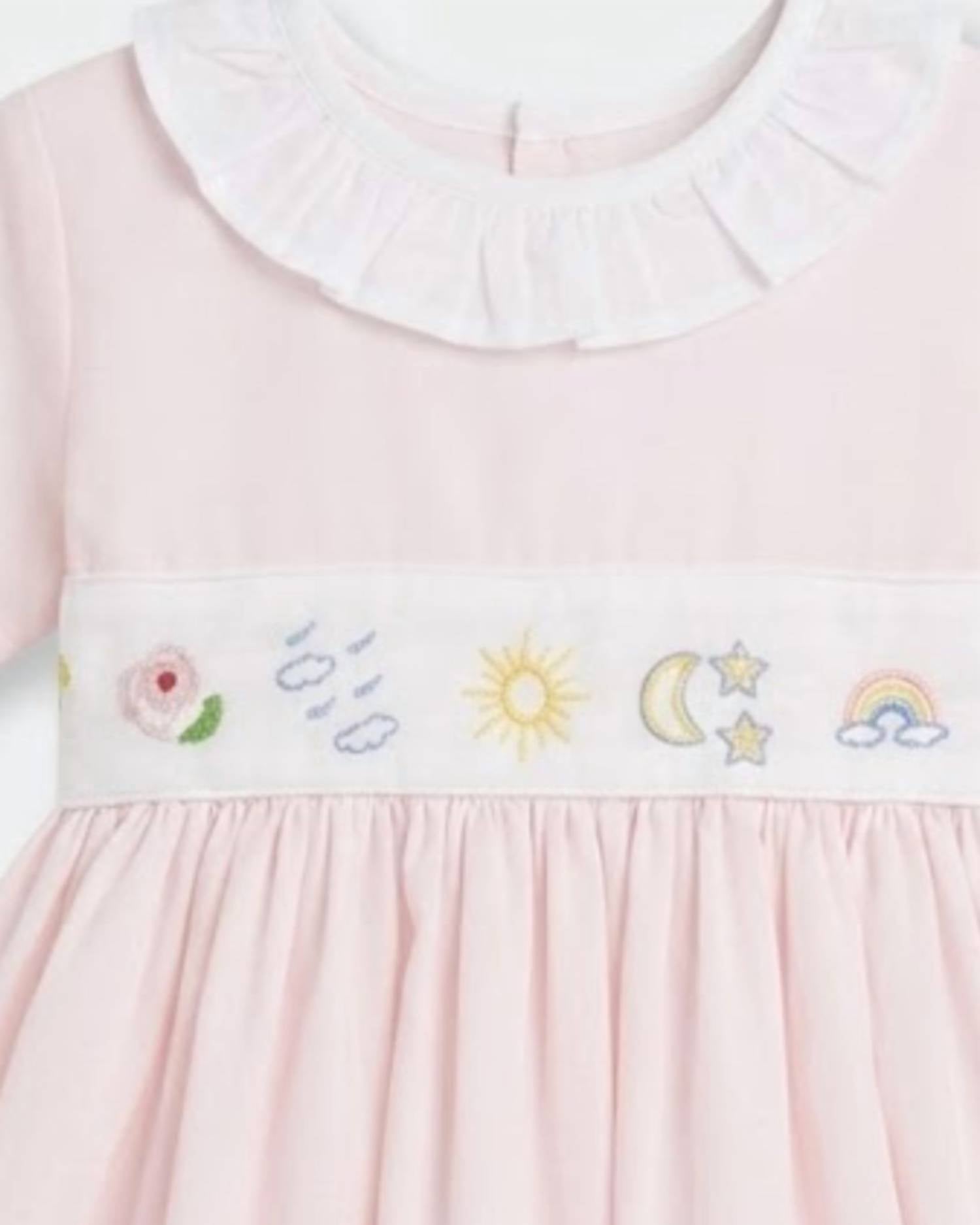 CHRISTIAN ELIZABETH Girl's Wonderful World Dress in pale pink - kids' dress - detail view