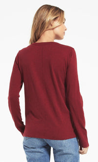 Z Supply Everyday Brushed Long Sleeve Top in cabernet - women's long sleeve top - alternate view
