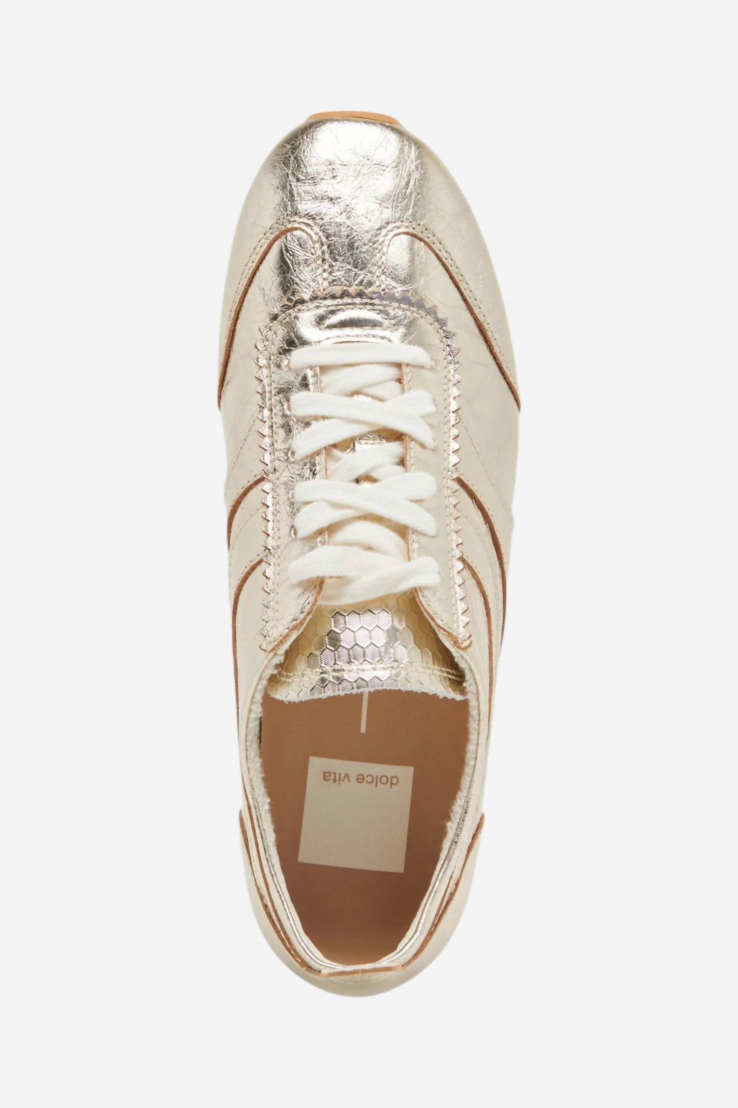 Dolce Vita Women's Delany Crinkle Patent Sneaker in light gold - women's sneaker - alternate view