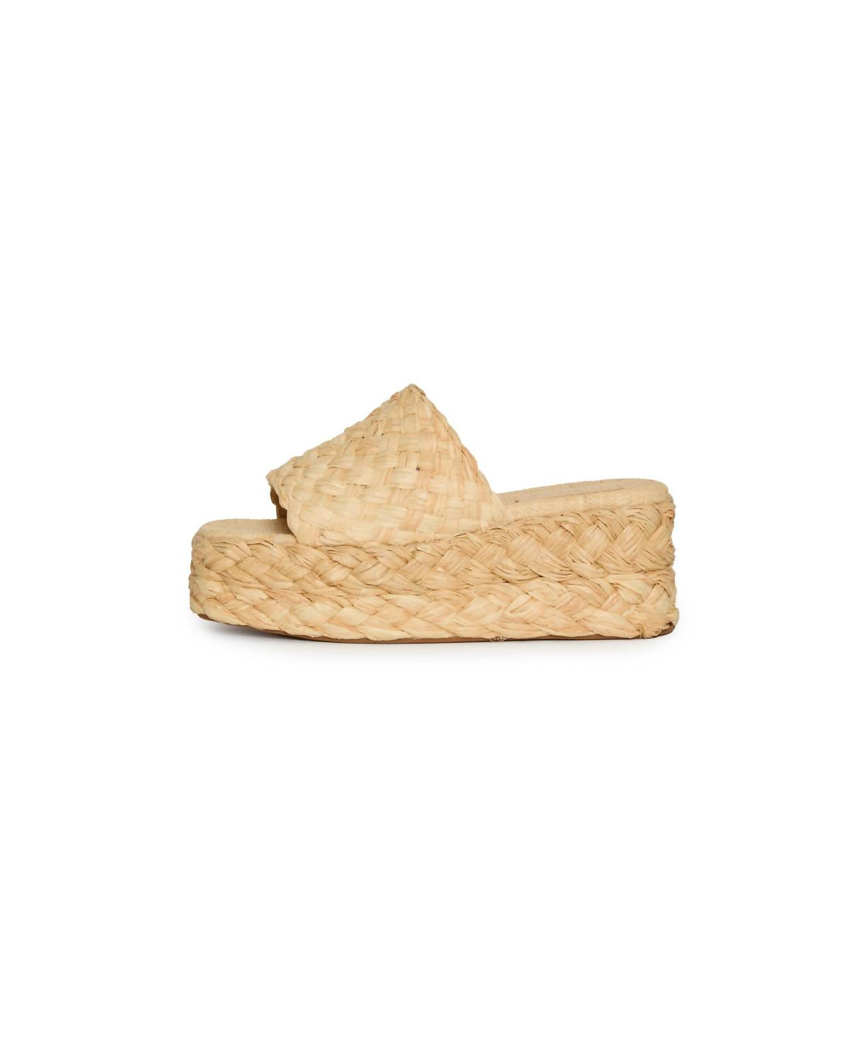 Loeffler Randall Women's Aaron Platform Raffia Mule in natural - women's shoe - detail view