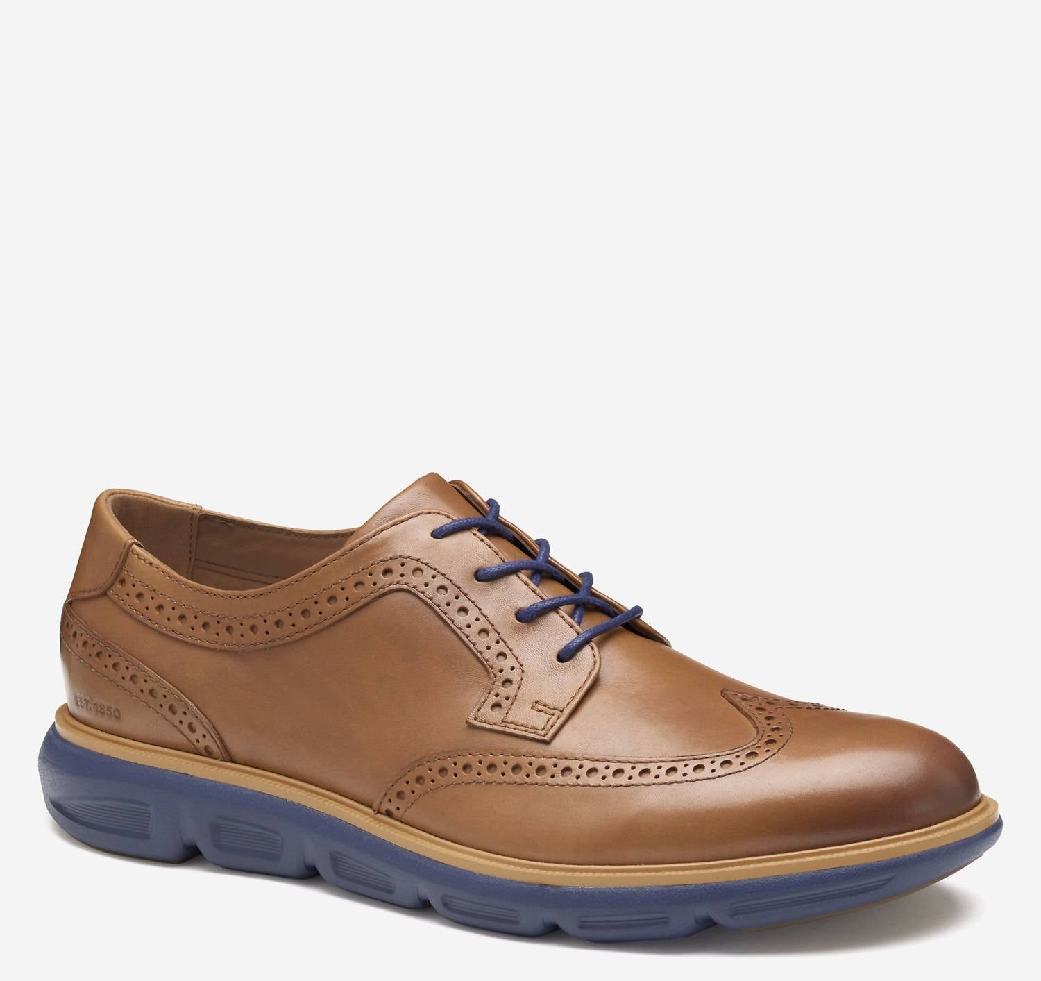 JOHNSTON & MURPHY Men's Larkin Wingtip Oxfords in tan italian calfskin - men's shoe