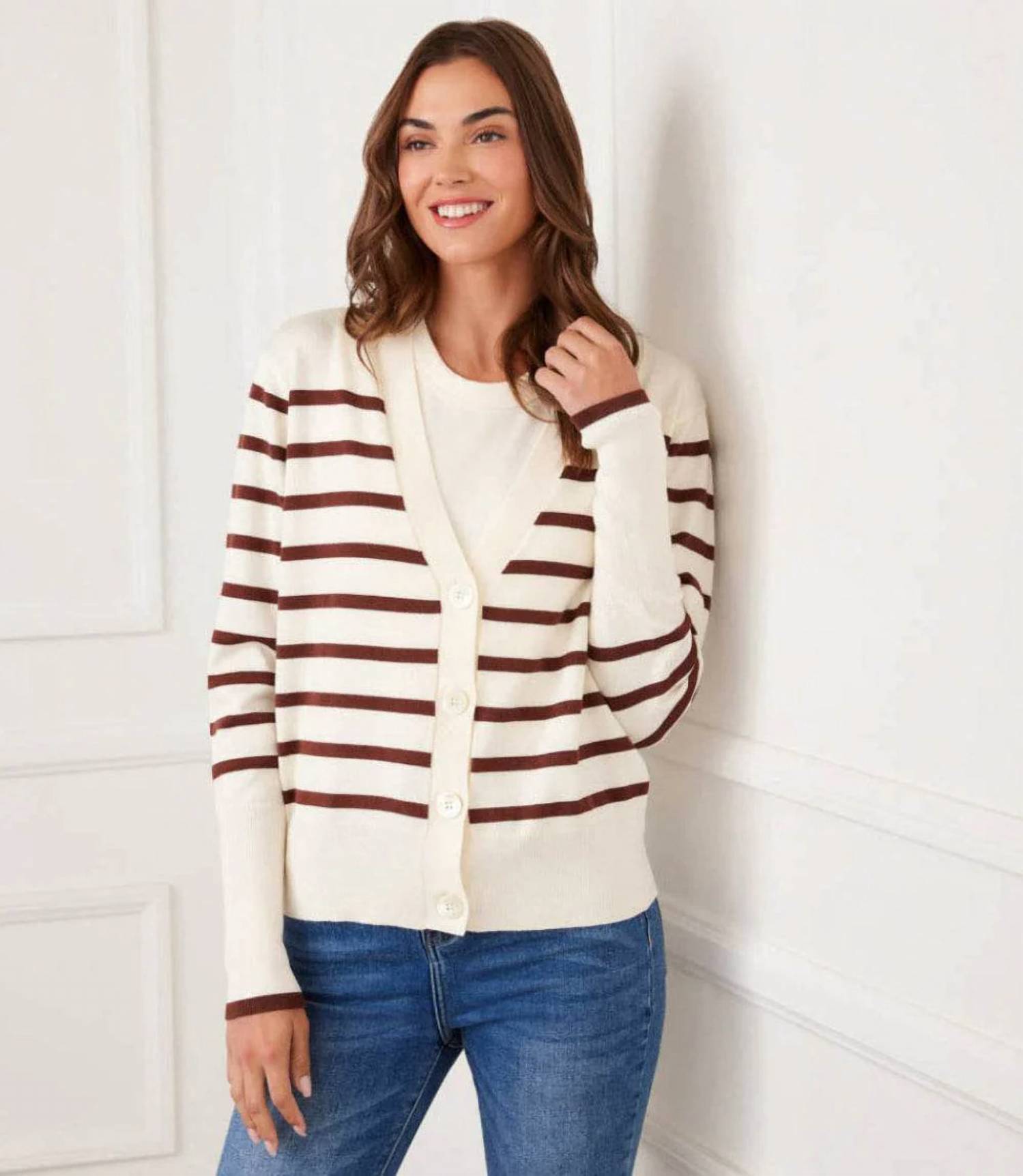 Karen Kane - Stripe Cardigan Sweater