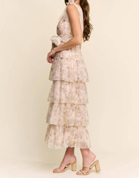 J.Nna - Floral Tiered Midi Dress