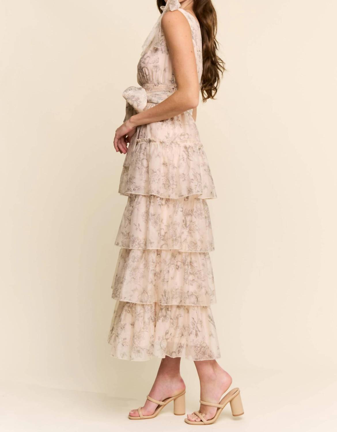 J.Nna - Floral Tiered Midi Dress