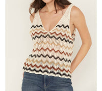 Wrangler - Striped Print Sleeveless Sweater Tank Top