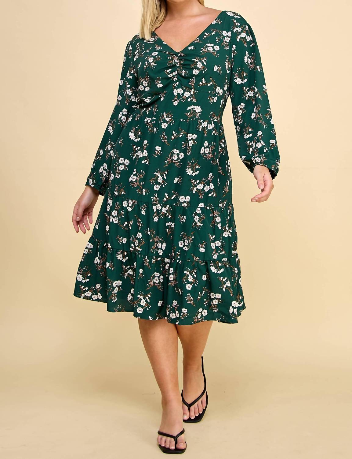 Winslow Collection - Ruffled Floral Midi Dress - Plus