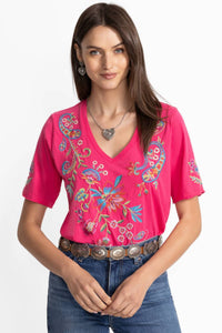 Johnny Was - Raw Hem V‑neck Tee
