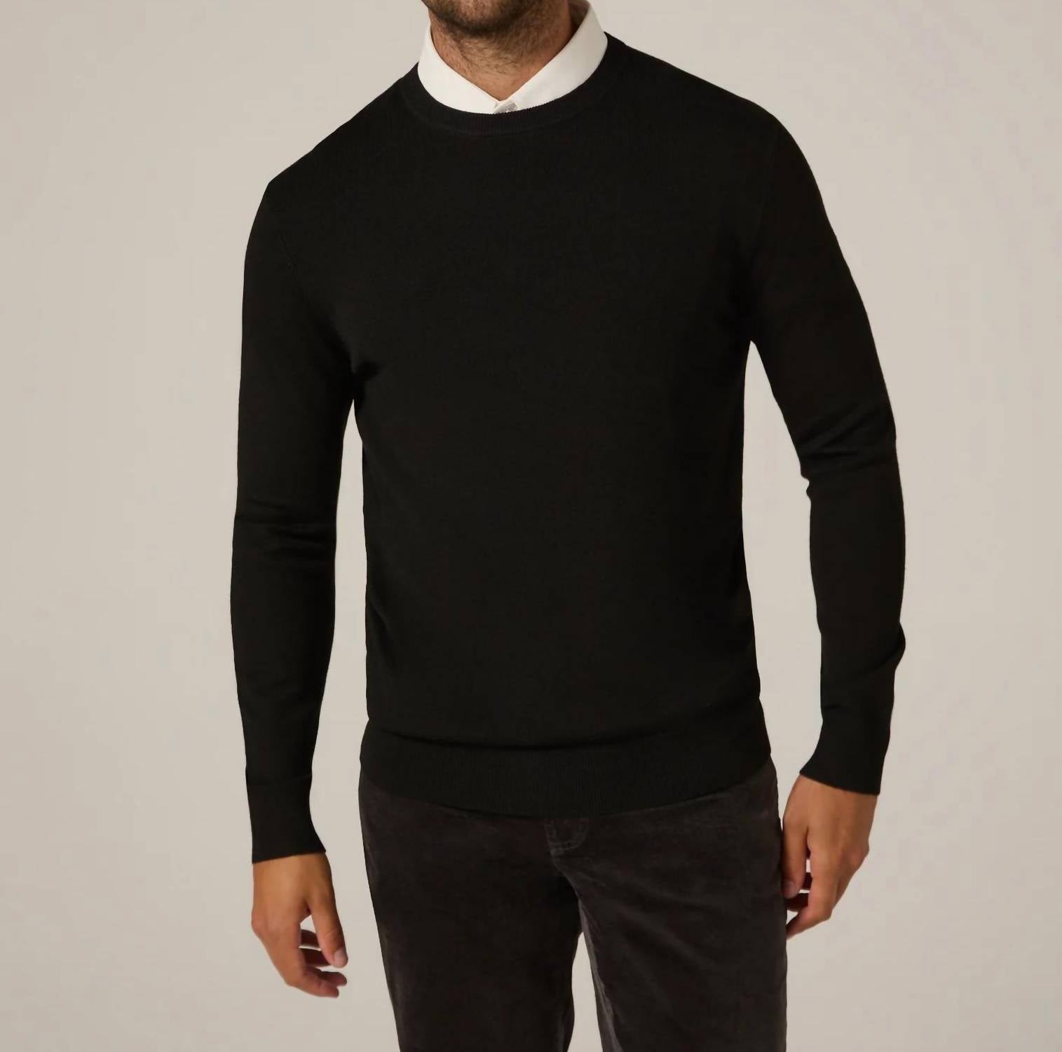 7Diamonds Alcott Crewneck Sweater Top in black - men's sweater