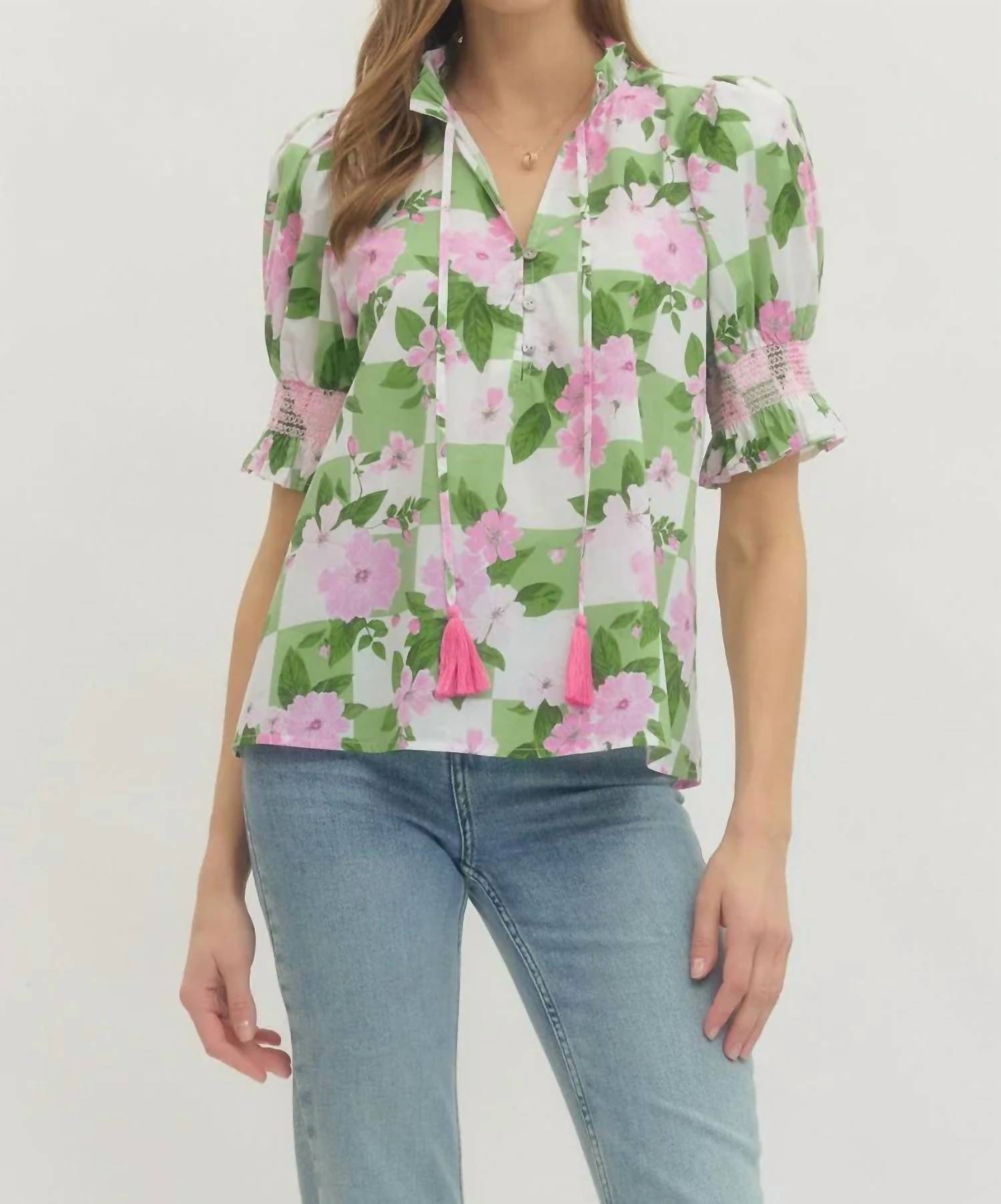 Entro - Floral Puff Sleeve Top