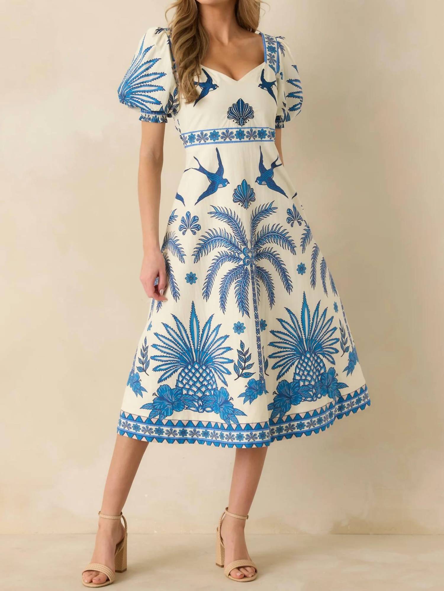 Aylaya - Godthab Tropical Print Midi Dress