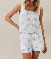 Sunday Edition - Palm Tree Embroidered Two Piece Summer Set