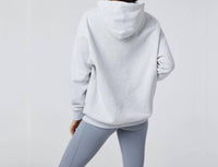 Vuori Restore Oversized Hoodie in pale grey heather - women's top - detail view