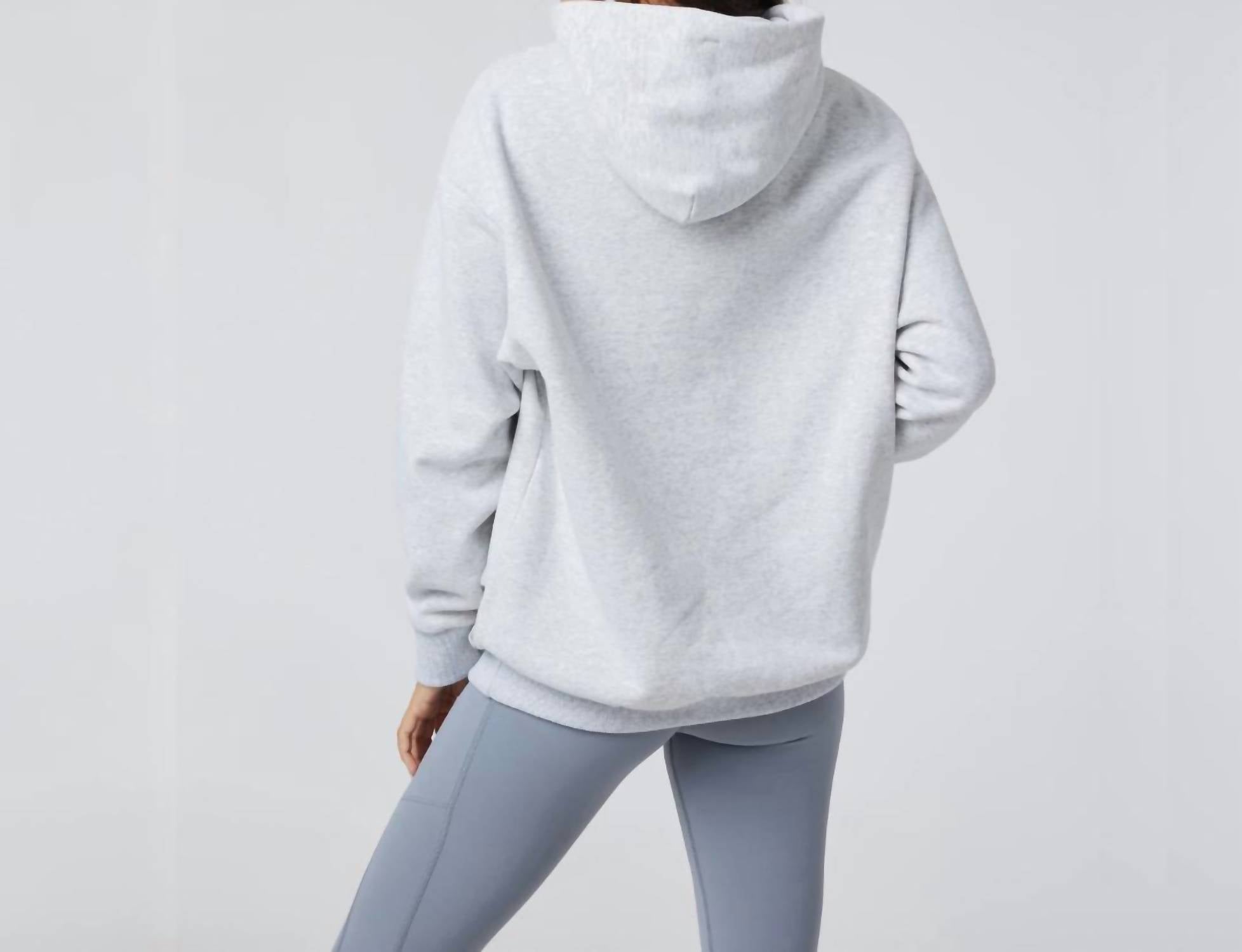 Vuori Restore Oversized Hoodie in pale grey heather - women's top - detail view