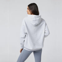 Vuori Restore Oversized Hoodie in pale grey heather - women's top - alternate view