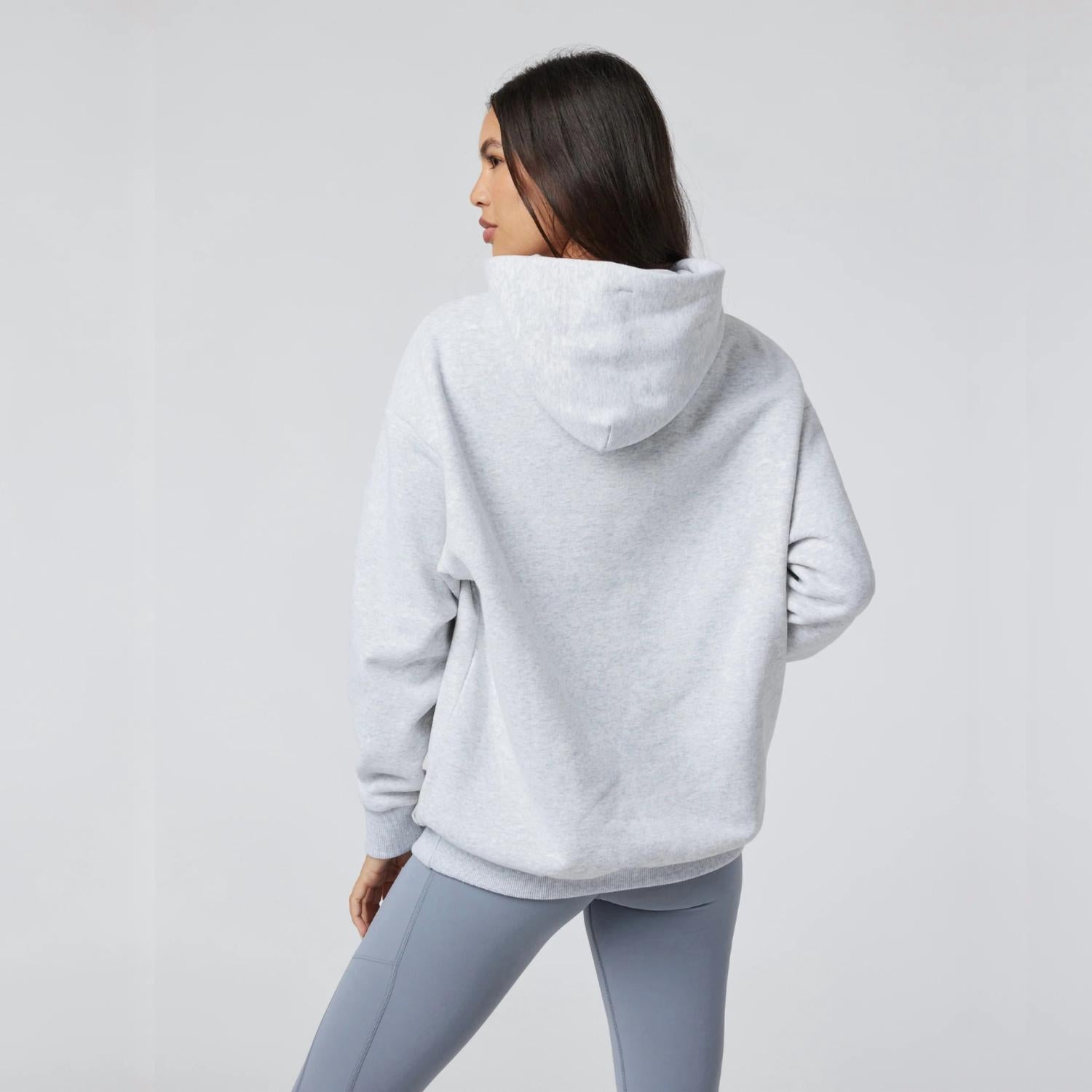 Vuori Restore Oversized Hoodie in pale grey heather - women's top - alternate view