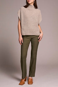 TRIBAL Cap Sleeve Sweater in oatmeal 1 - women's sweater - detail view