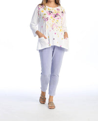 Jess & Jane Gloria Mineral Washed Patch Pocket Top in white - women's shirt