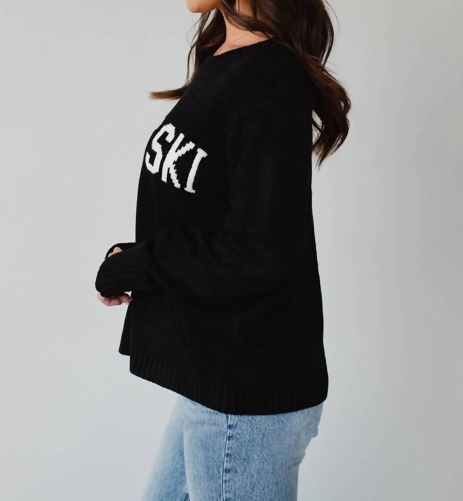 Panache Apres Ski Sweater in black - women's cardigan - alternate view