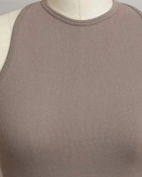 LETO Women's High Neck Racerback Brami in mocha - women's shirt - detail view