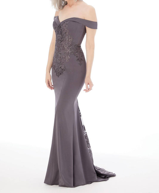 Morilee - Off Shoulder Crepe Evening Gown