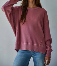 By Together Tilly Waffle Knit Pullover in pink - women's top
