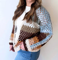 Elan - Color Block Open Knit Cardigan